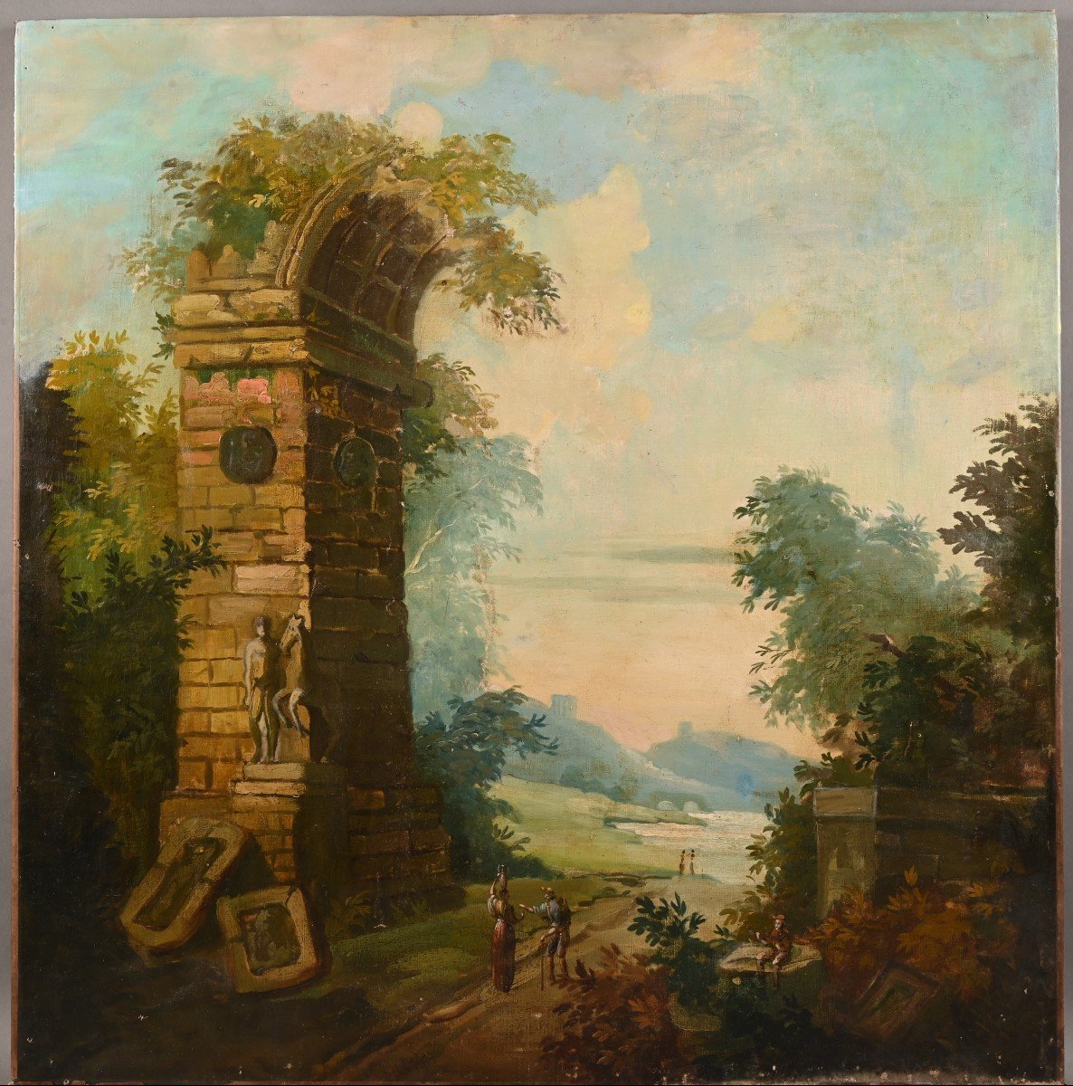 " Paysage Avec Ruines Et Personnages  Dans La Campagne Romaine."