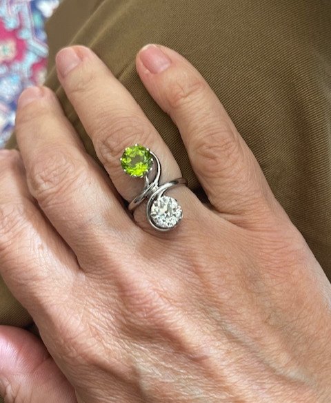 Bague Toi Et Moi Diamant Et Péridot-photo-2