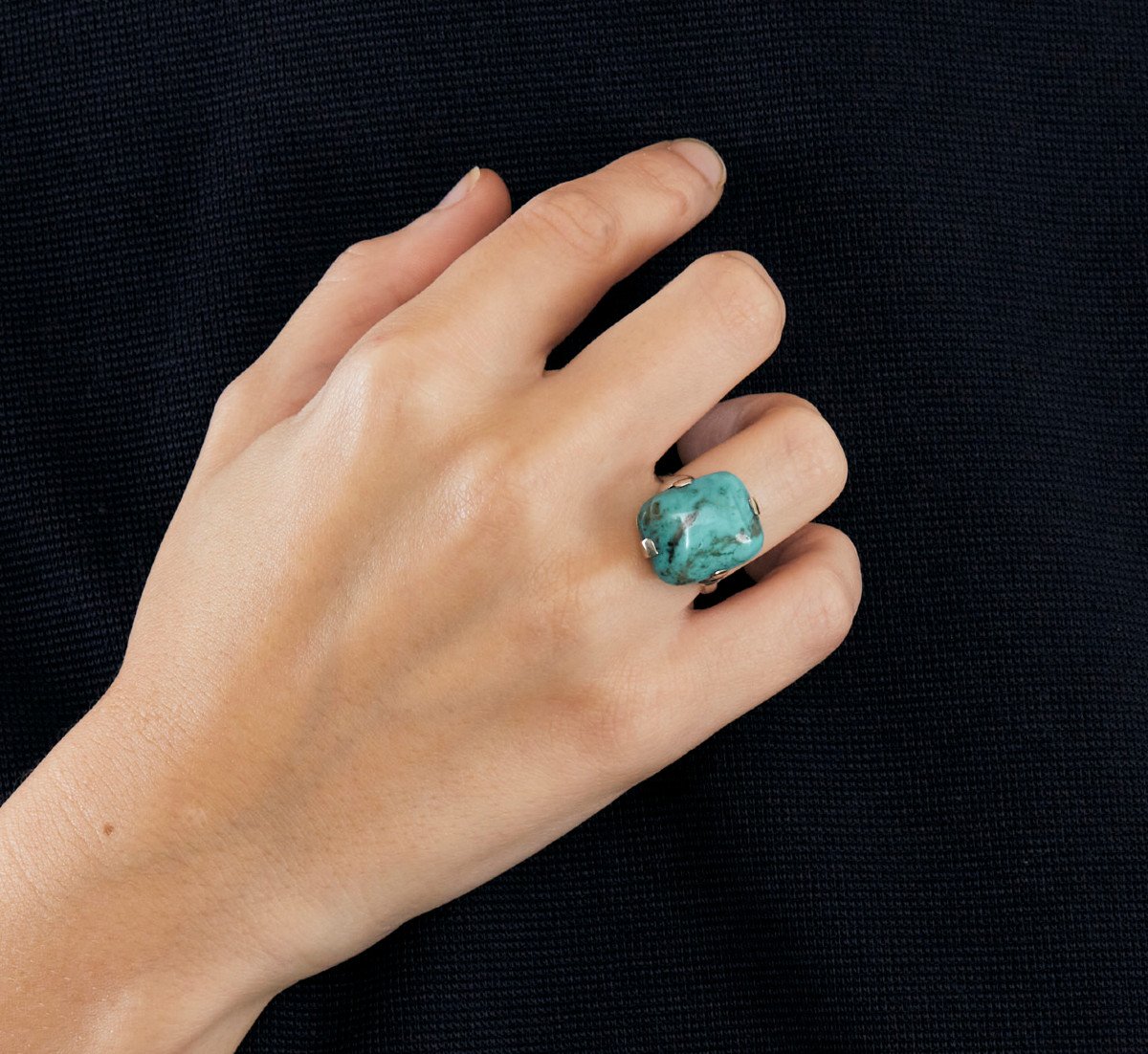 Turquoise And White Gold Ring-photo-2