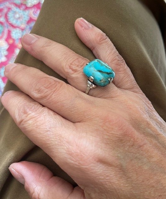 Turquoise And White Gold Ring-photo-4