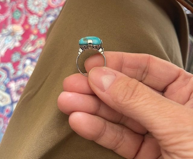 Turquoise And White Gold Ring-photo-2