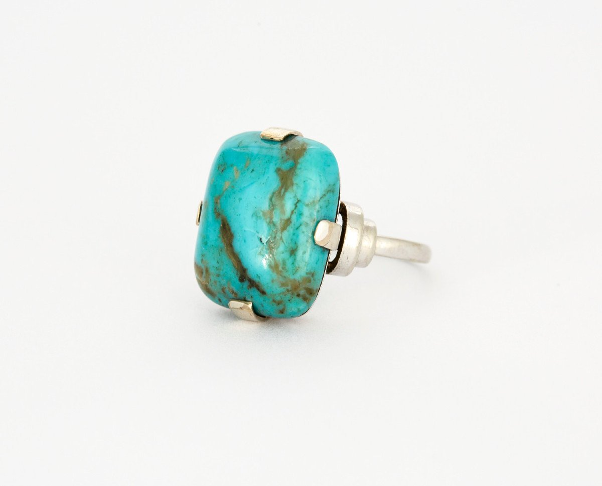 Turquoise And White Gold Ring