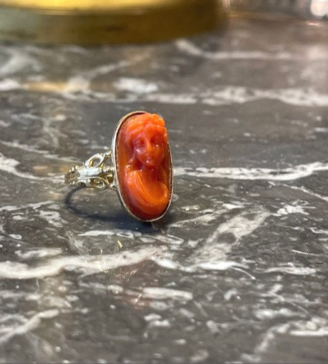 Coral Cameo Ring-photo-2