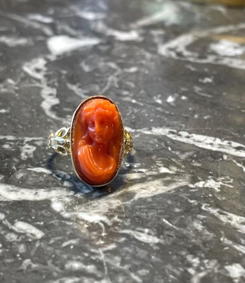 Coral Cameo Ring