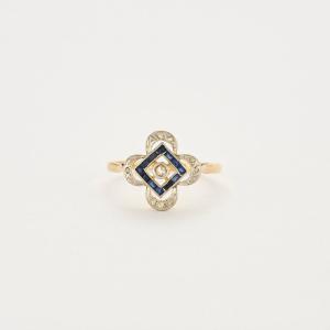 1900 Polylobed Ring, Sapphires, Diamonds