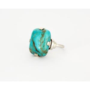 Turquoise And White Gold Ring