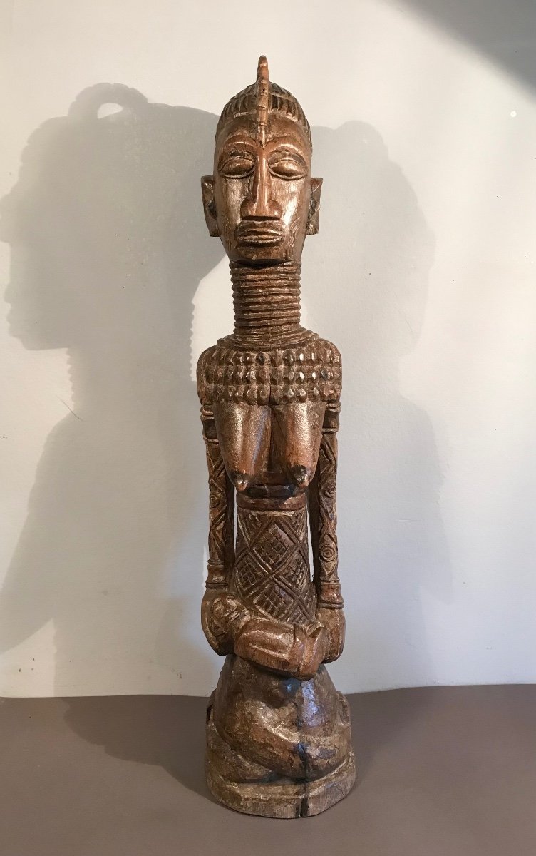 Ndengese Maternity Drc Central Africa Statue Monoxyle Wood Early 20th Century Primitive Arts-photo-3