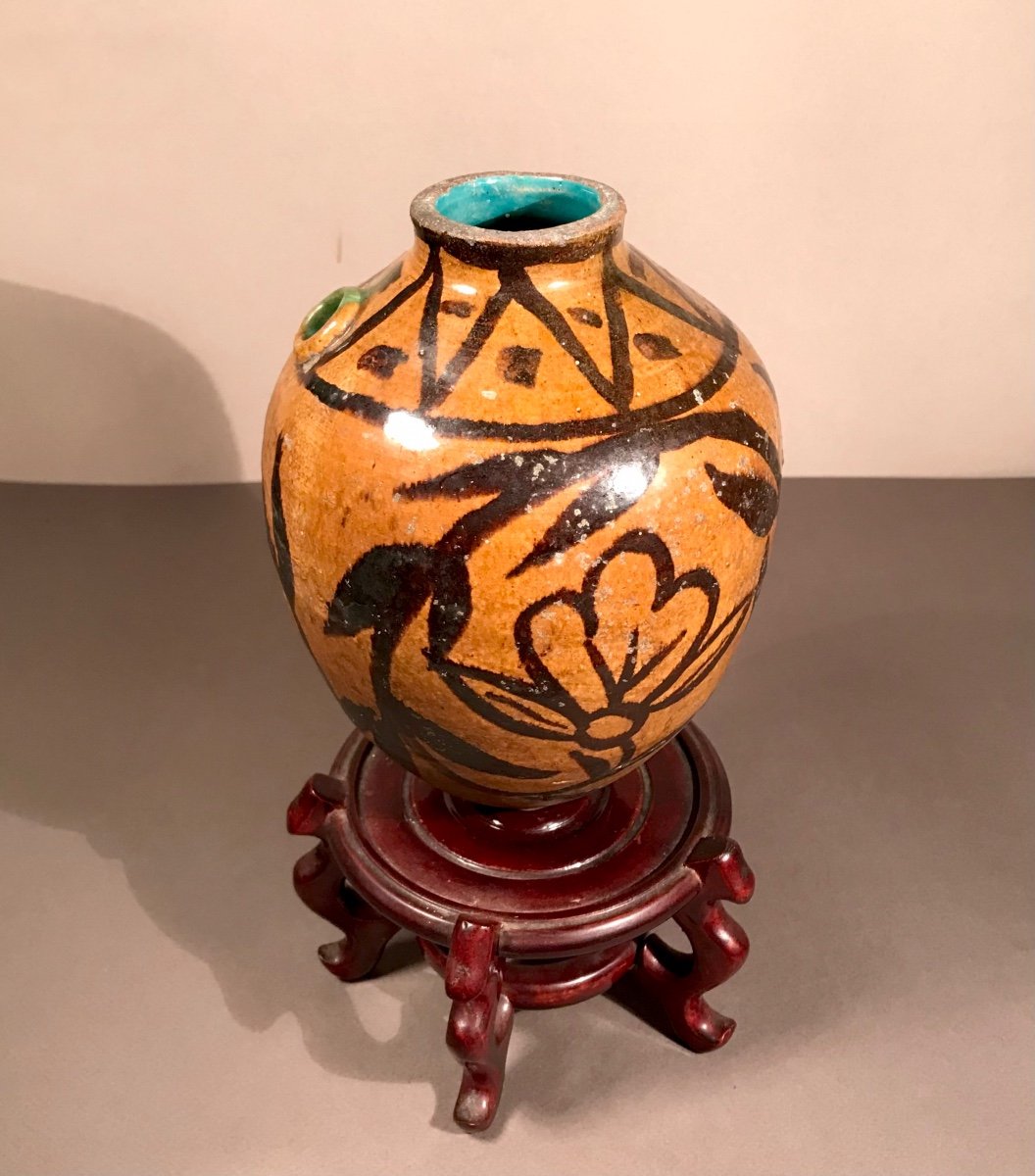 Decorative Arts 19th Southern Europe Mediterranean Basin Iran Oil Amphora Floral Decor-photo-1