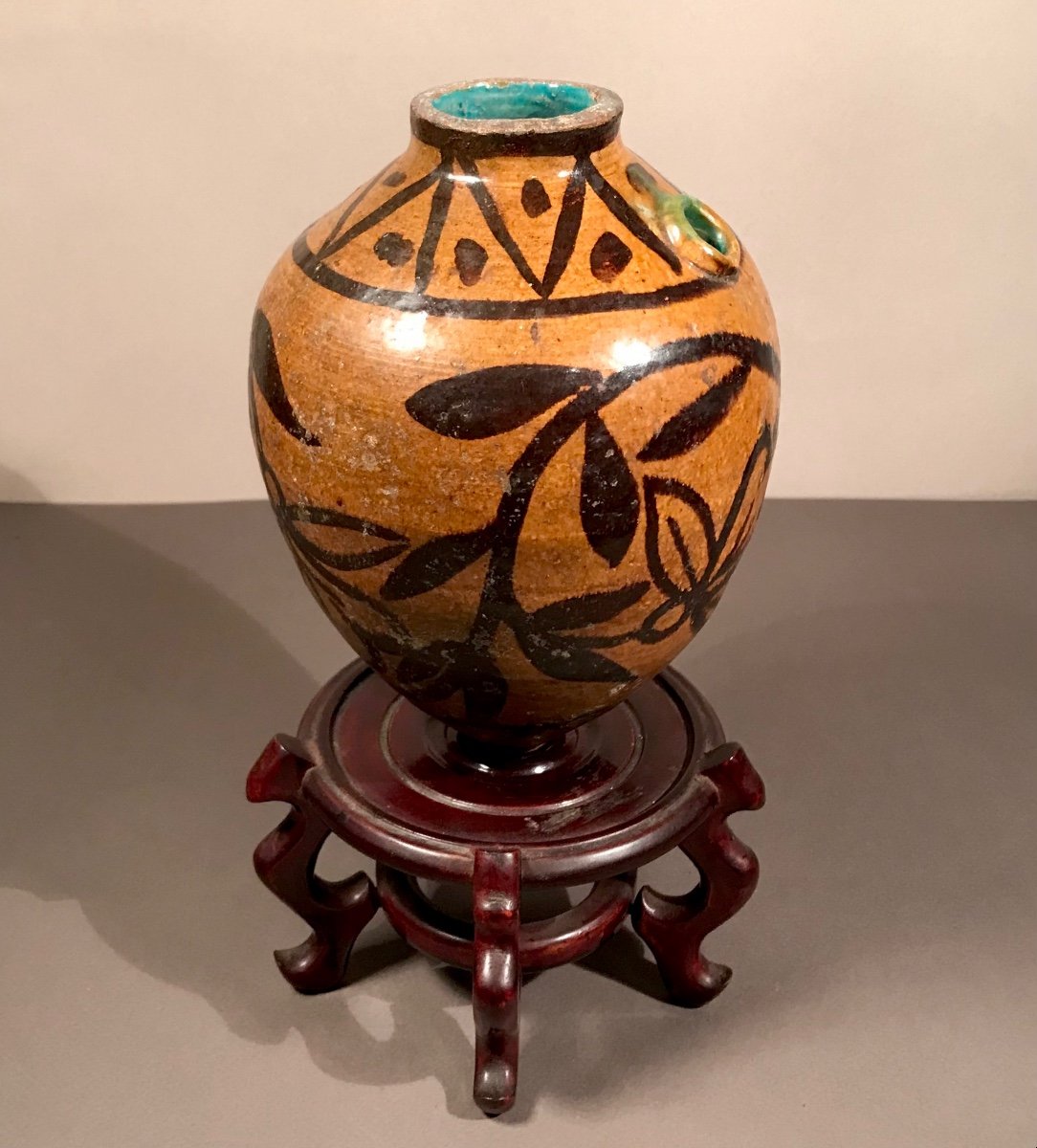 Decorative Arts 19th Southern Europe Mediterranean Basin Iran Oil Amphora Floral Decor-photo-7