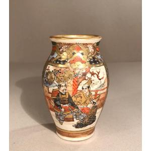 Asian Arts Japan Satsuma Kilns Meiji Period Miniature Earthenware Vase With Enamelled Decor 1880/90
