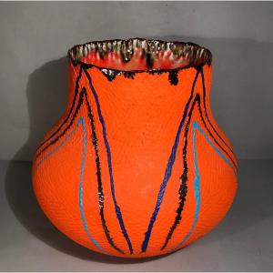 Zizipho Poswa Céramique Africaine Contemporaine Imisoceramicstudio Grand Vase Céramique Orange 