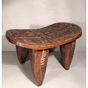 Sénoufo Côte-d’ivoire Arts Premiers Arts Africains Tabouret Monoxyle Quadripode Décor Animalier