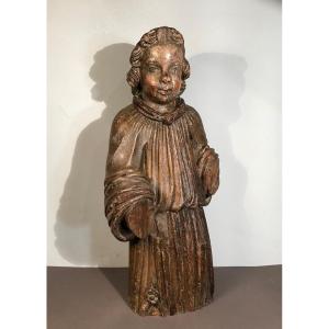 18th Century Ecclesiastical Statuary Art In Carved Oak Traces Of Polychromy And Gilding