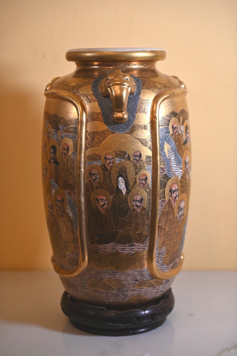 Large Satsuma Porcelain Vase - Meiji Period --photo-3