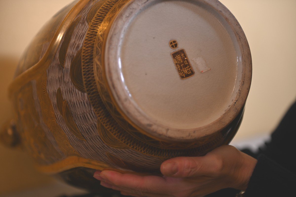 Large Satsuma Porcelain Vase - Meiji Period --photo-4