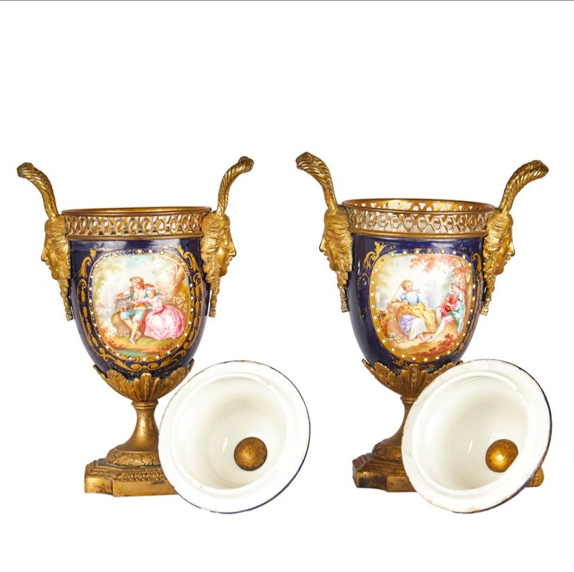 Pair Of Sevres Vases - 19th Century XIX-photo-2