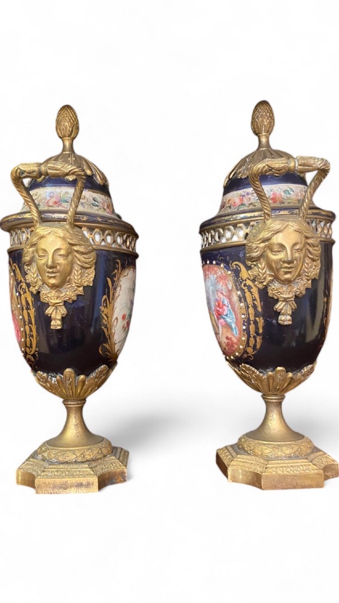 Paire de Vases de Sèvres - 19ème Siècle XIX--photo-2