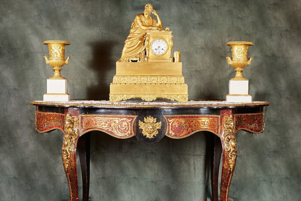 Boulle Table In Ebony -france, Napoleon III Period-