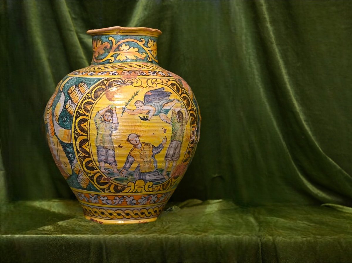 Sicilian Majolica Bowl Vase -xix Century -photo-2