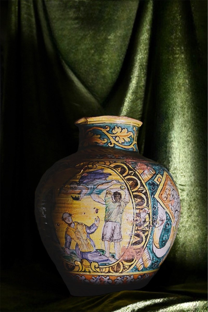 Sicilian Majolica Bowl Vase -xix Century -photo-3