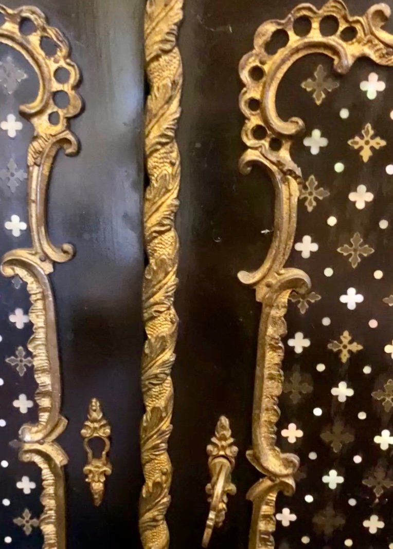 Bonheur Du Jour- France, Napoleon III Era, Signed Gradé , Rue De La Pin Ebonized Wood.-photo-1