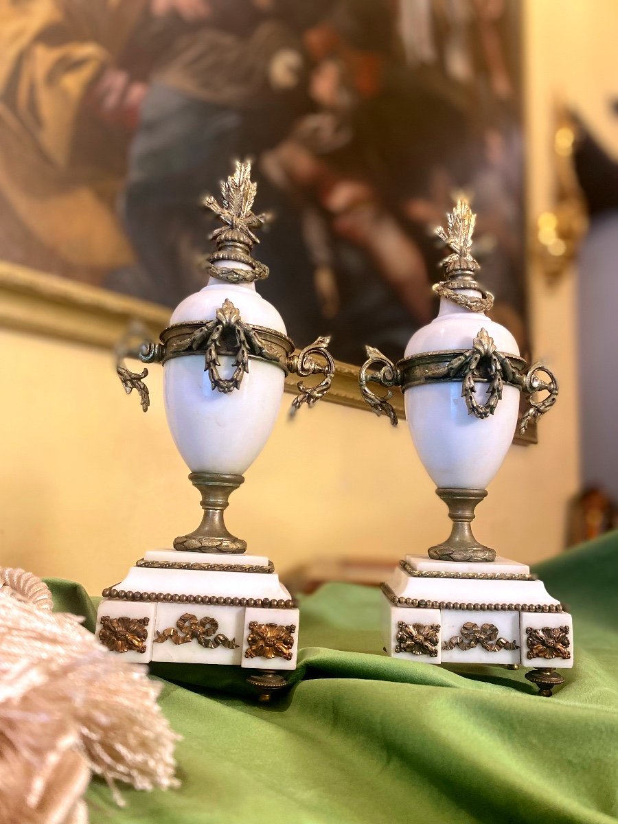 Pair Of Marble Vases. France, 19th Century