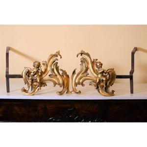 Pair Of Golden Bronze Fireplace Andors