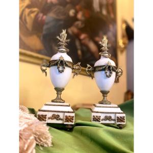 Pair Of Marble Vases. France, 19th Century