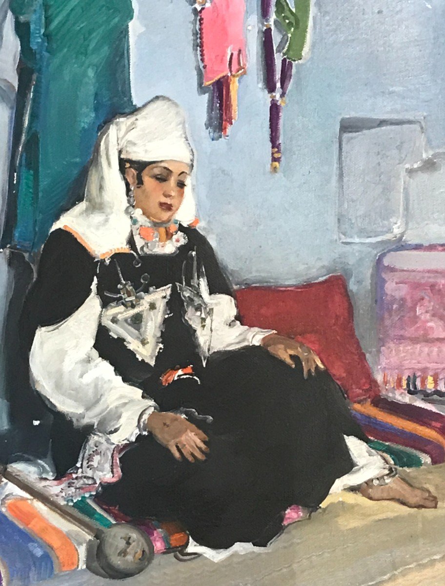 Gabriel Gugès Oil On Cardboard Canvas Orientalist Portrait In Tiznit (morocco) Dated 1938-photo-2