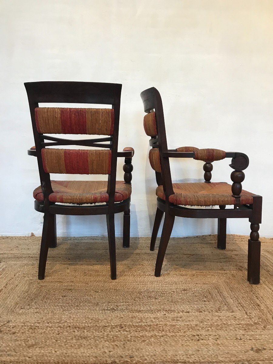 Paire De Fauteuils 1940 Art Déco Français Attribués à Charles Dudouyt / Victor Courtray-photo-1