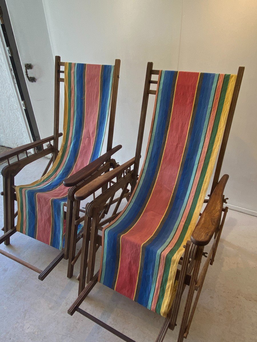 Armchairs Garden Deckchairs Long Chairs Circa 1930 Art Deco-photo-4