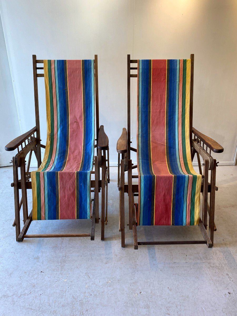 Armchairs Garden Deckchairs Long Chairs Circa 1930 Art Deco