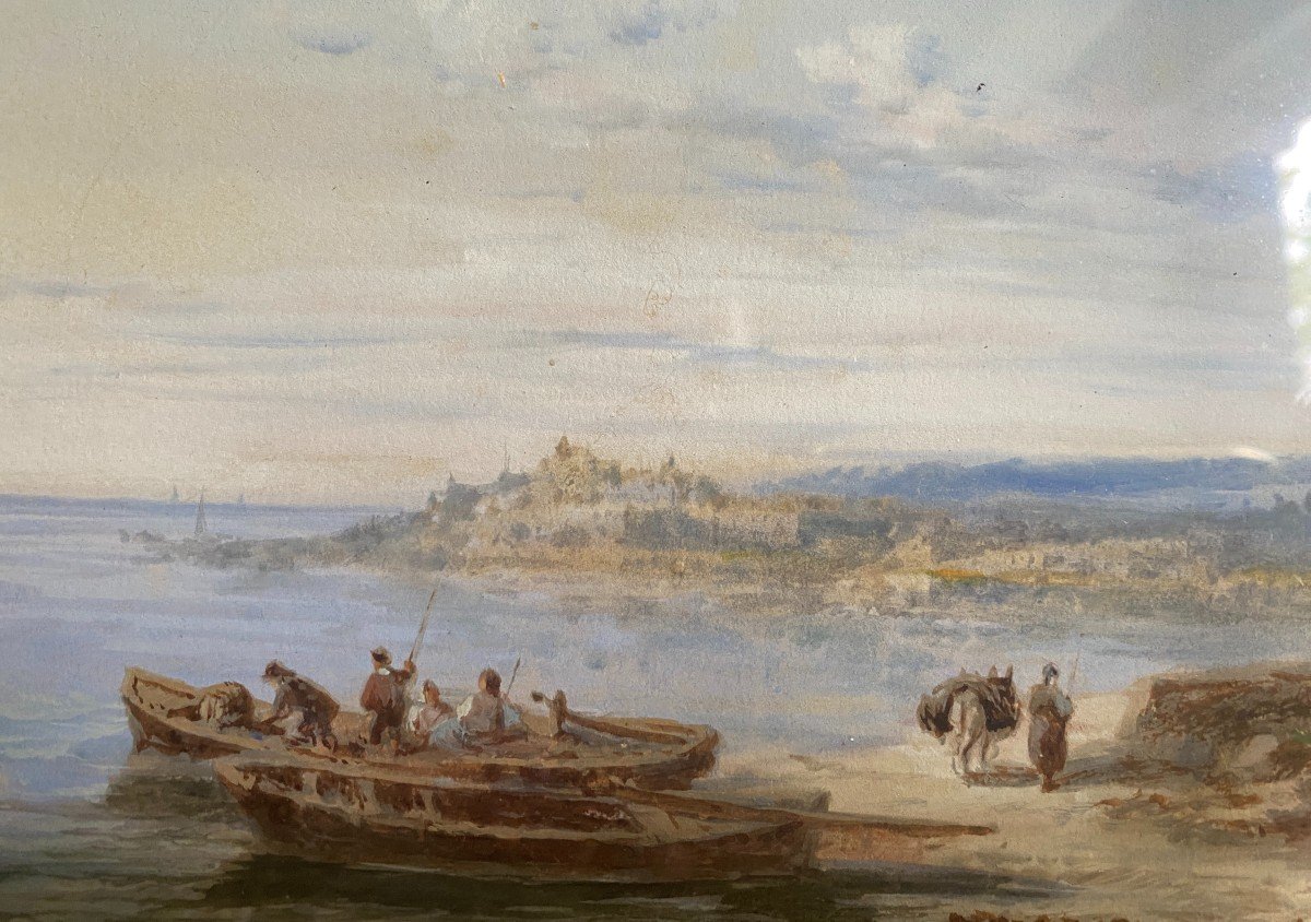 Paul Pascal Aquarelle Paysage Méditerranée Italie XIXème Siècle 1874-photo-3