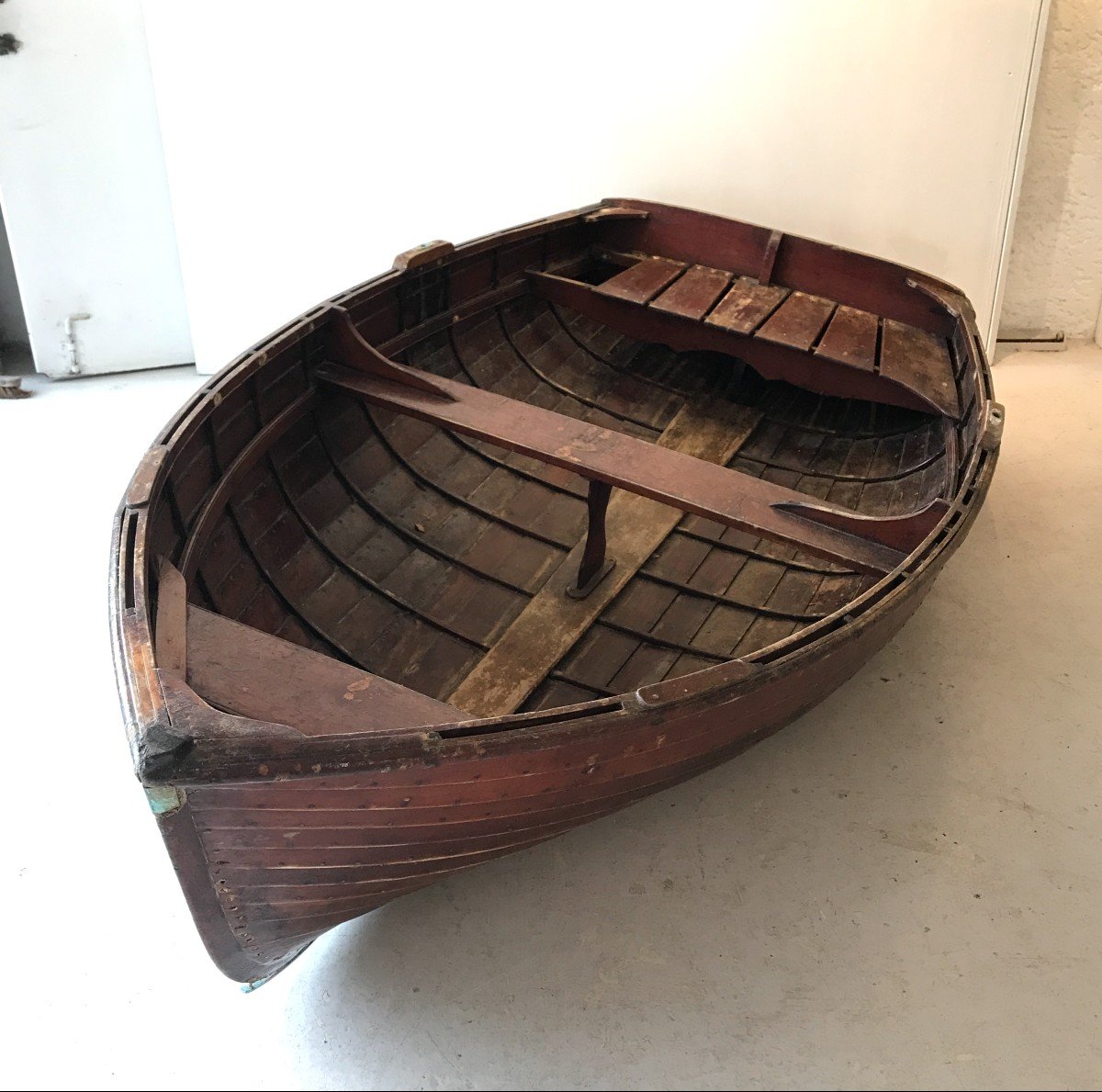 Prame Mahogany Clincher Canoe Circa 1900 - 1930 Marine Collection Régates Arcachon