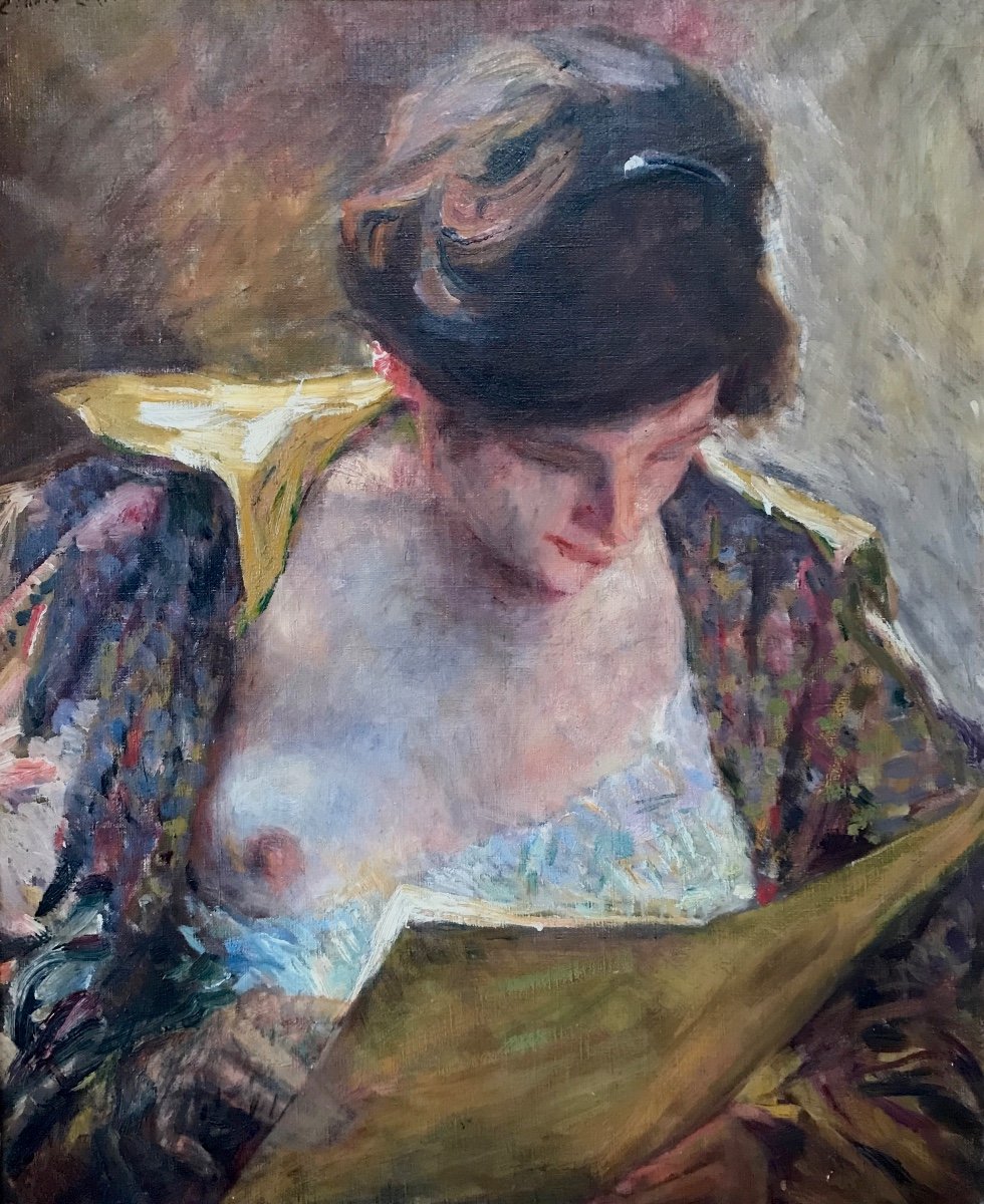 Clovis Cazes. Huile/toile." Femme à La Lecture" , Vers 1900. Musée Jacobins, Augustins. Auch.-photo-2