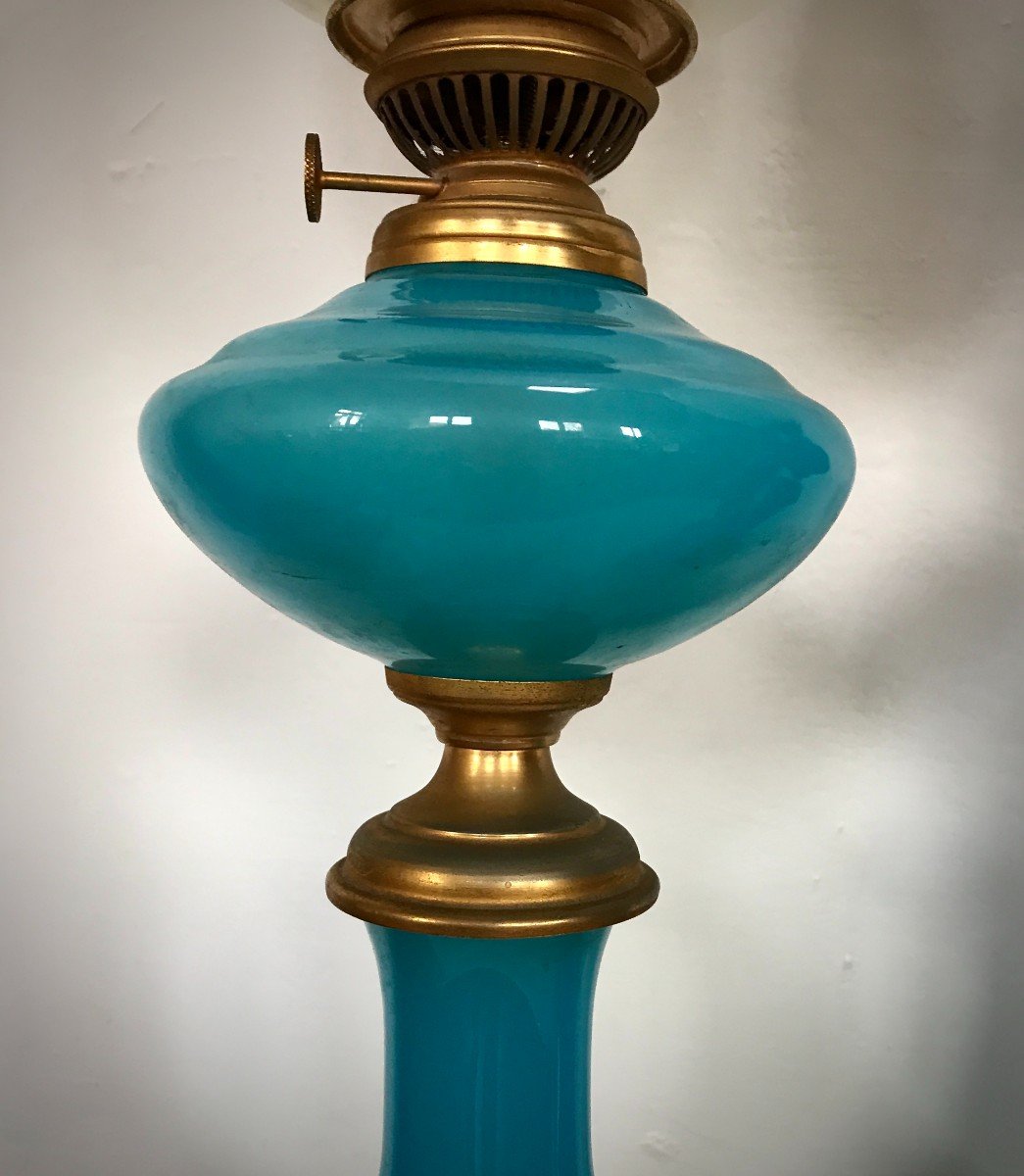 Paire De Lampe En Opaline Bleue de style Napoléon III-photo-4