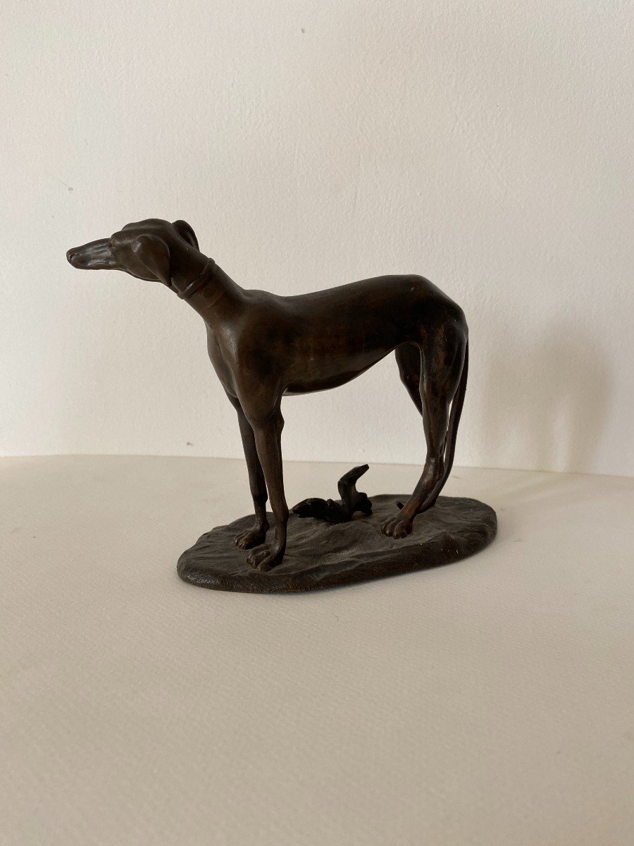 19th Century Bronze Animal Greyhound (in Le Goût De Barye)-photo-2