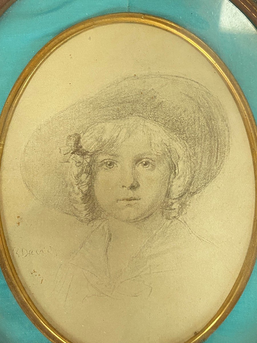 Robert David (1833-1912) Portrait Of A Child Medallion Pencil On Paper 19th Century-photo-2