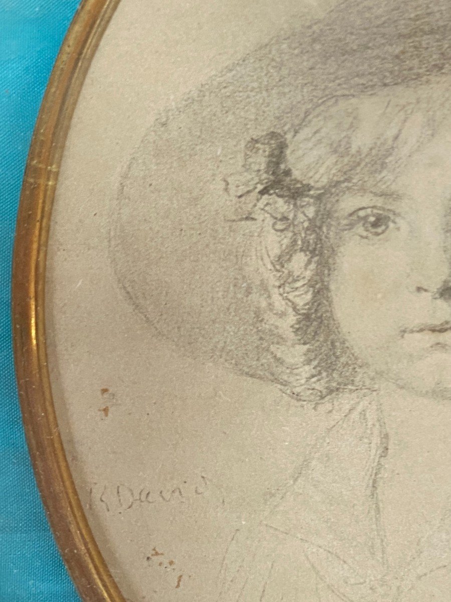 Robert David (1833-1912) Portrait Of A Child Medallion Pencil On Paper 19th Century-photo-3