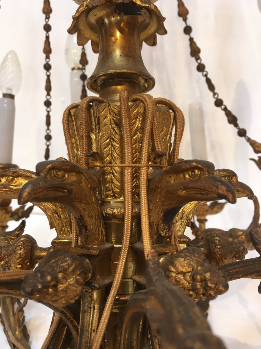 Important Chandelier In Gilt Bronze Napoleon III Louis XVI Style-photo-2