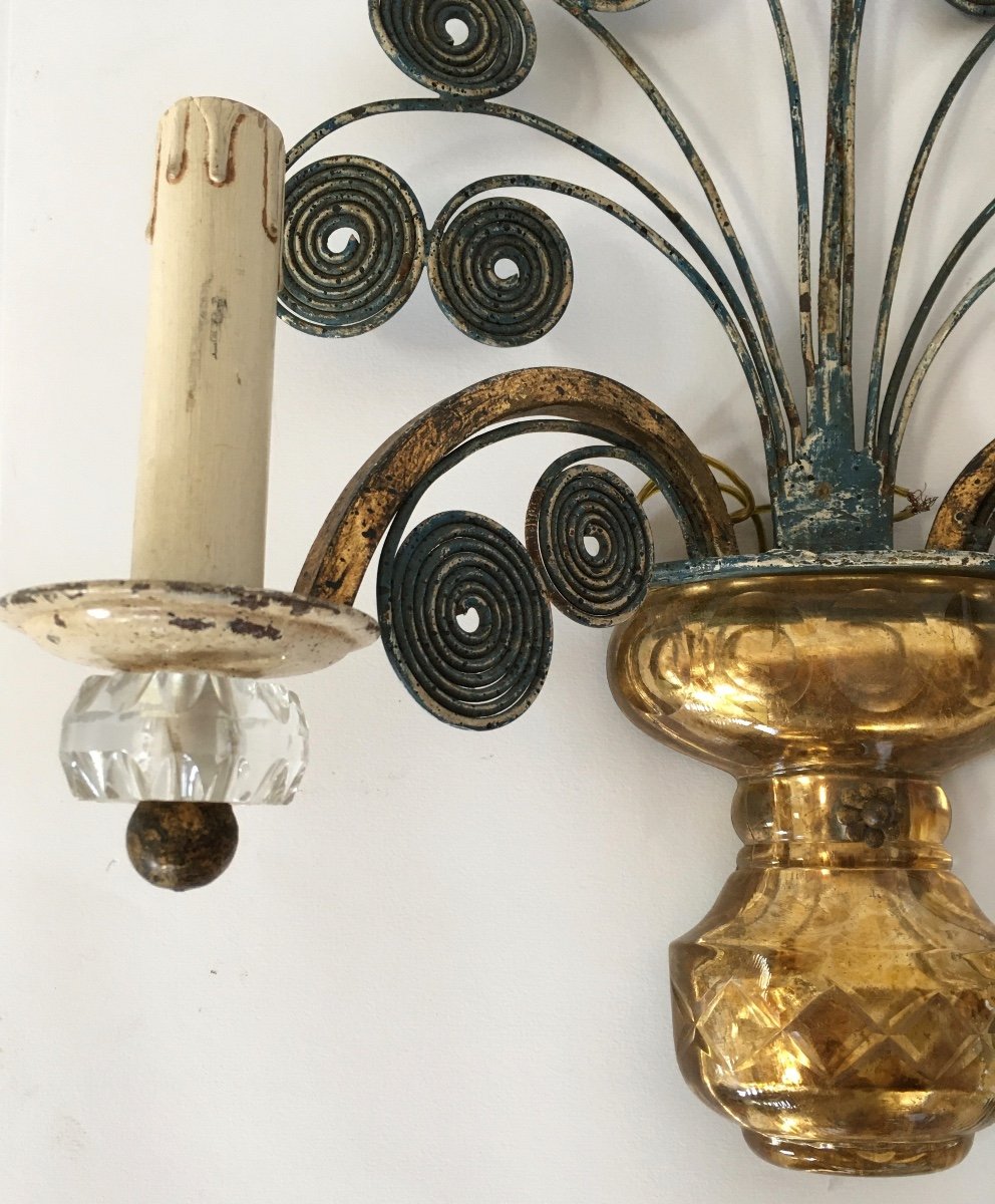 Baguès, Applique Vers 1950, Métal Et Verre, Décoration Maison Baguès.-photo-2