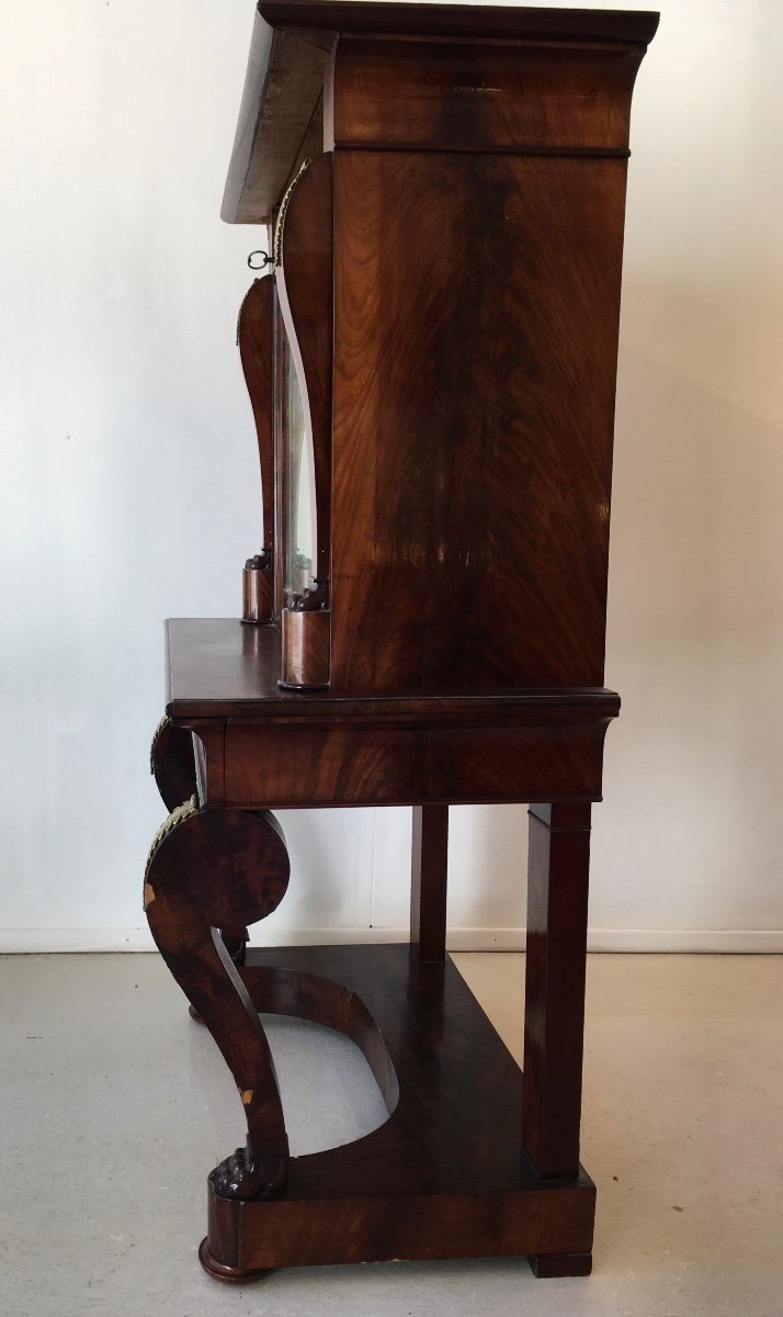 Lady's Secretary, Restoration Period, In Mahogany, Clover Keys, Black Marble Top-photo-1