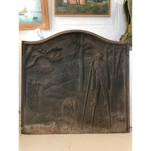 Fireplace Plate Landes France Cast Iron Patterns Of Shepherds And Pines Twentieth Century