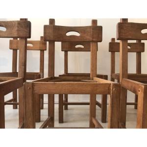 Guillerme And Chambron 6 Oak Chairs Circa 1960 "your House" French Design Editor