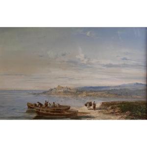 Paul Pascal Watercolor Mediterranean Landscape Italy 19th Century 1874