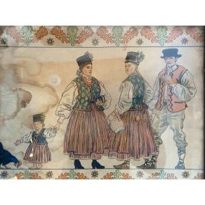 Lithograph Circa 1920 Gustaw Pillati Jan Cotty Printer Poland 