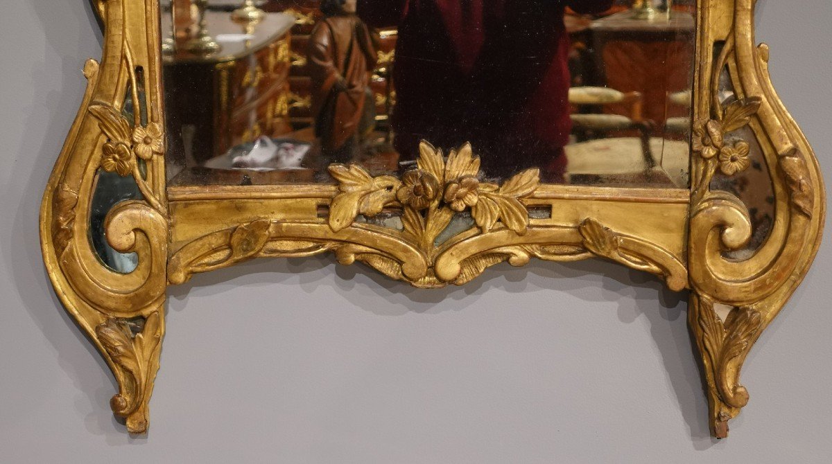 Proantic: Provençal Mirror In Gilded Wood, Late 18th Century