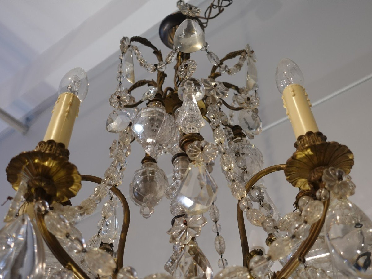 19th Century Crystal And Bronze Chandelier-photo-4
