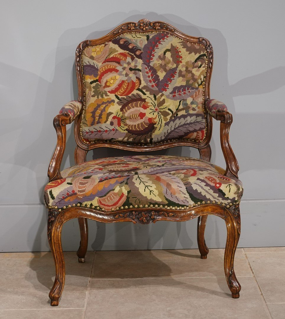 Paire de fauteuils estampillés FALCONET à dossiers plats d'époque XVIII°-photo-1