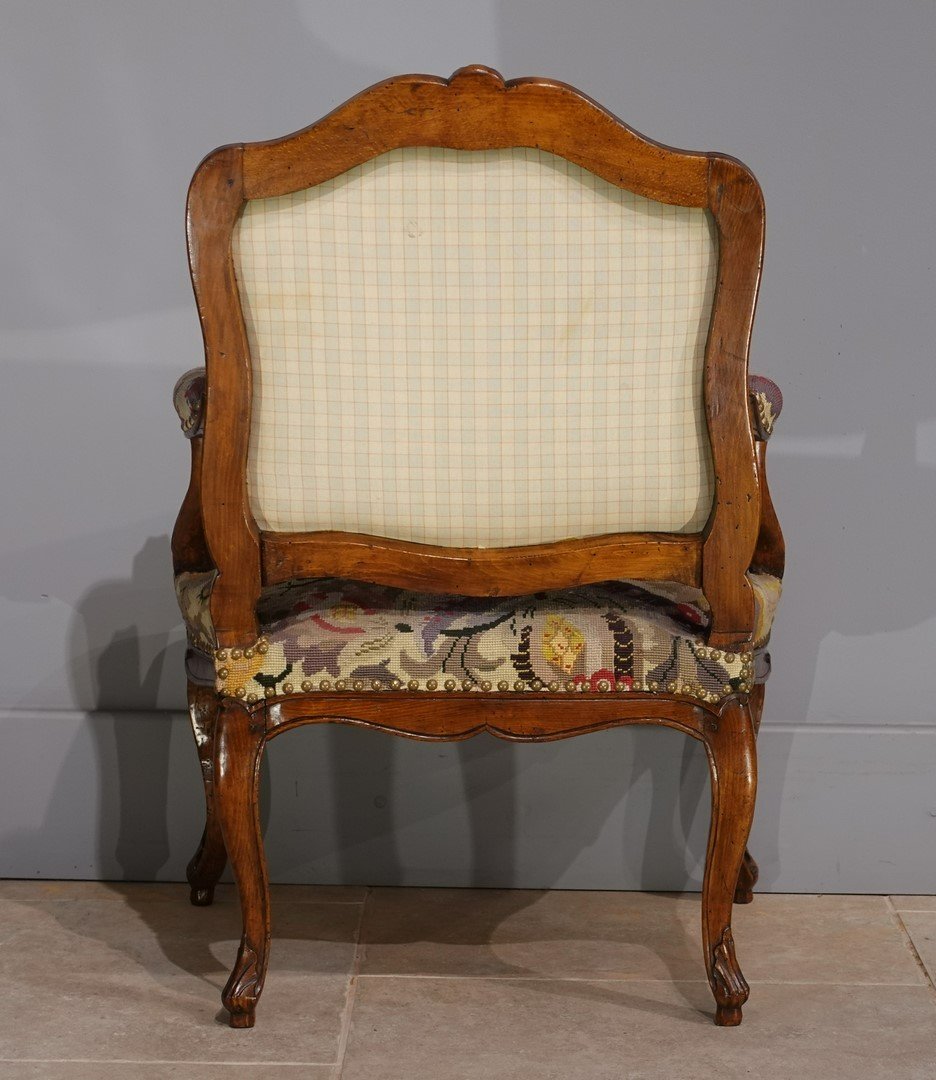 Paire de fauteuils estampillés FALCONET à dossiers plats d'époque XVIII°-photo-7